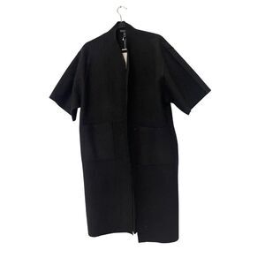 Eileen Fisher Womens Kimono Coat Size XXS Black Boiled Wool Open Front NWT